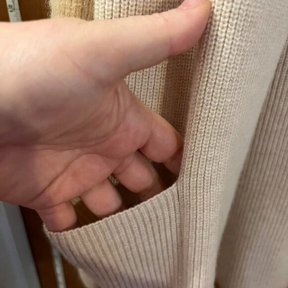 Size M - Something Navy - Cream and Beige Long Sleeve Sweater Wrap - Picture 4 of 6